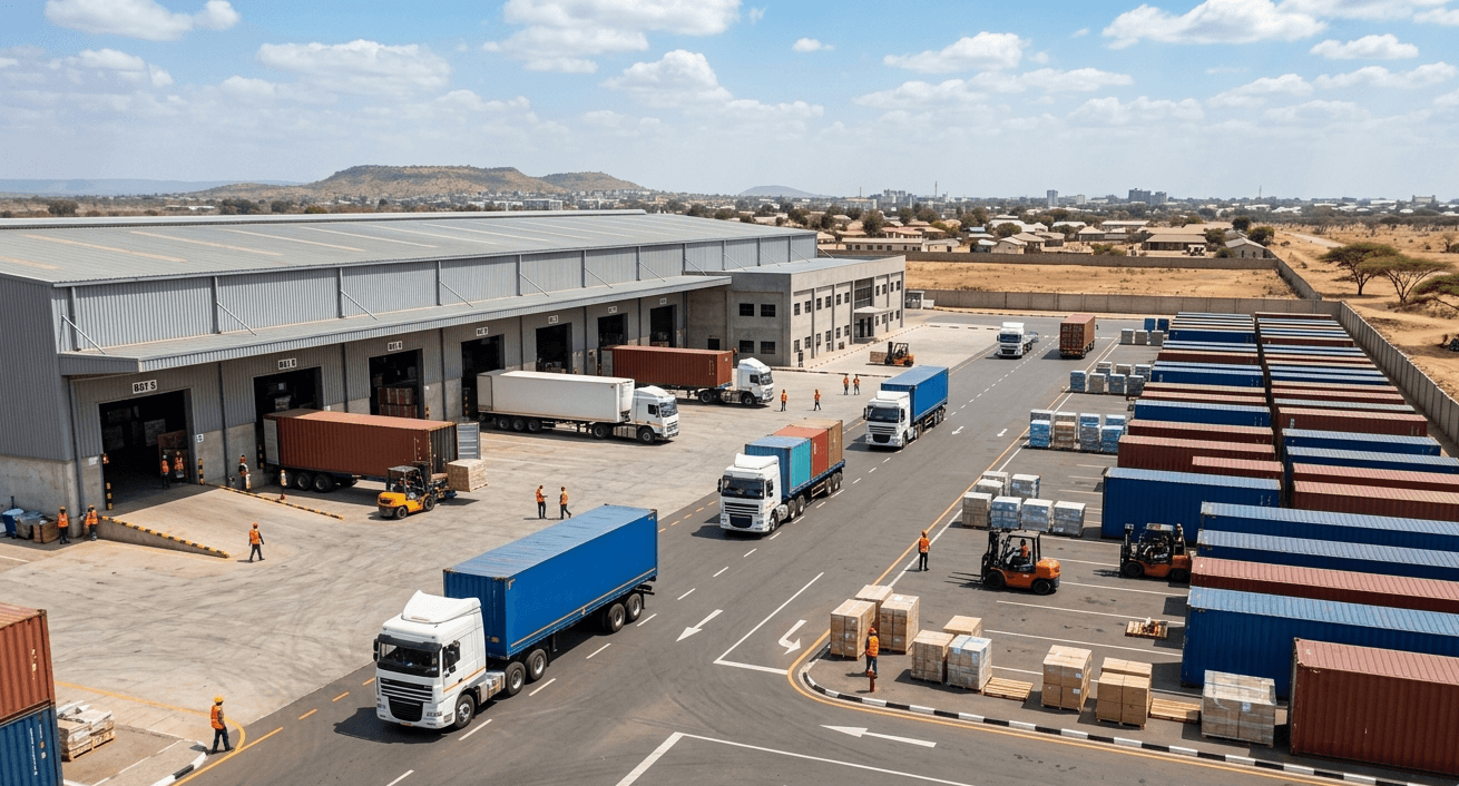 Logistics yard representing Gak-rial supply and delivery services