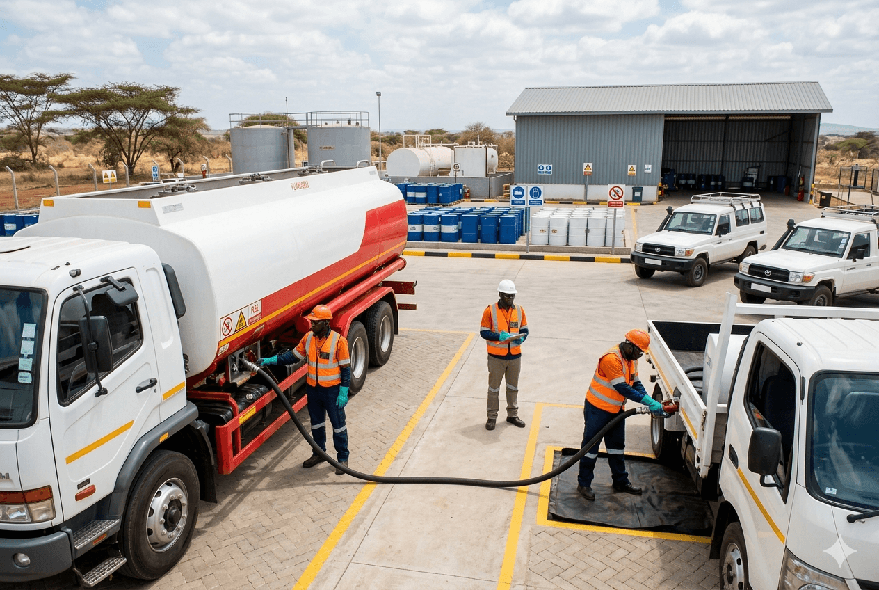 Fuel tanker operation representing oil and gas supply services