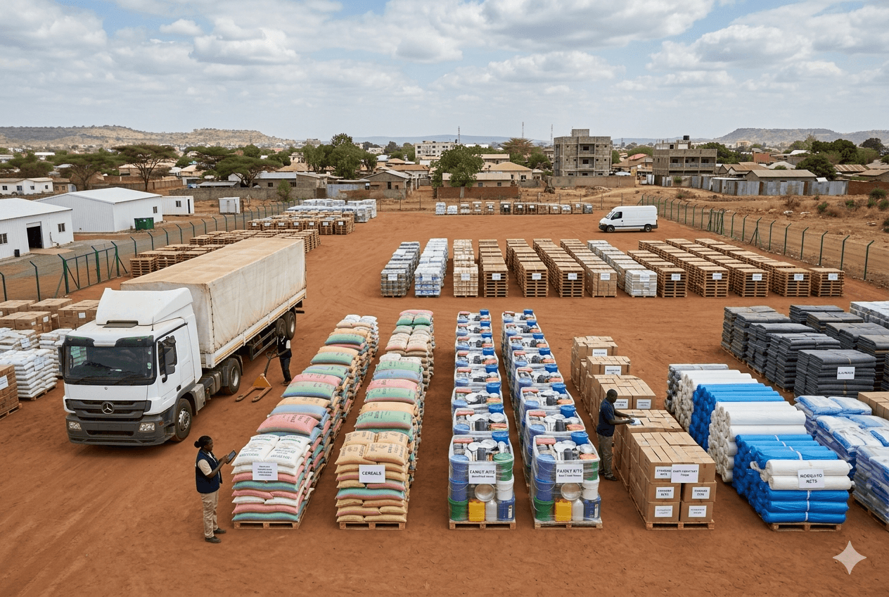 Relief supplies representing food and non-food item support